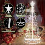Kerstboom, metaal, grote kegelvorm, 250 leds, lichtboom, 8 modi, timer, waterdicht, kerstverlichting, buitenverlichting, kerstverlichting voor tuin, balkon, kerstdecoratie buiten, 