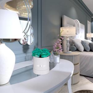 Rozenbox rond, 4 rozen, stabiele bloemenbox, wit, 10 jaar houdbaar, cadeau-idee, decoratieve bloemenbox, turquoise, 14 x 13 x 13 cm