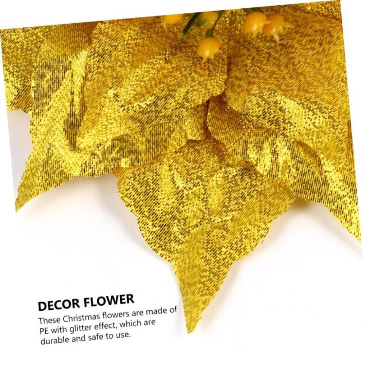 14 STK Künstliche Blumen Weihnachtsglitzerblume Stoff Weihnachtsstern Blumen Gold Kunstblumen Zur Dekoration Glitzerblumen Kuchendekorationen Weihnachtsglitter Große Kugeln Sport