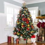 Kunstkerstboom met 250 leds, met sneeuw, 180 cm (diameter circa 110 cm), 1000 tips, versierde kerstboom met dennenappels, snelmontage-systeem, vlamvertragend, inklapbare standaard,