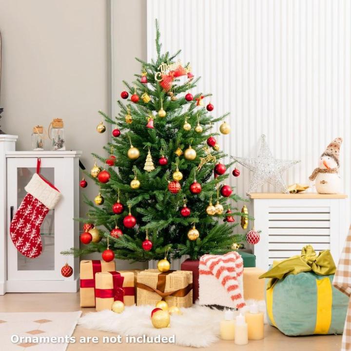Kunstkerstboom met verlichting, scharnierende kerstboom met 8 verlichtingsstanden, 180 warm witte LED-lampjes, kerstboom, kunstkerstboom voor thuis, kantoor, 136 cm hoog