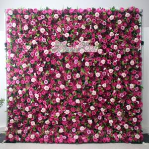 Lila Rosenblüten-Wand, Grünes Blatt, Blumenarrangement, Blumen-Wandpaneel-Set, Künstliche Wandblumen-Hintergrund, 3D-Seiden-Hortensien-Rosen-Blumenpaneel Für Fotohintergrund, Z