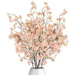4 stuks kunstkersenbloesem, takken, roze perzikbloemen, 100 cm, kunstbloemen, bulk, lente, zijden bloemen, planten, bundel, lange stelen voor bruiloft, feest, tafel, vaas, decorati
