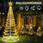 Kerstboom op zonne-energie, metaal, grote kegelvorm, 250 leds, lichtboom, 8 modi, waterdicht, kerstverlichting, buitenverlichting, kerstverlichting voor tuin, balkon, kerstdecorati
