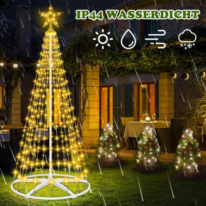 Kerstboom op zonne-energie, metaal, grote kegelvorm, 250 leds, lichtboom, 8 modi, waterdicht, kerstverlichting, buitenverlichting, kerstverlichting voor tuin, balkon, kerstdecorati