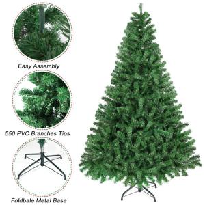 5FT künstlicher Weihnachtsbaum mit 550 PVC-Astspitzen, Weihnachtsbaum mit faltbarem Metallfuß, einfache Montage, Weihnachtsdekoration für Zuhause und Büro