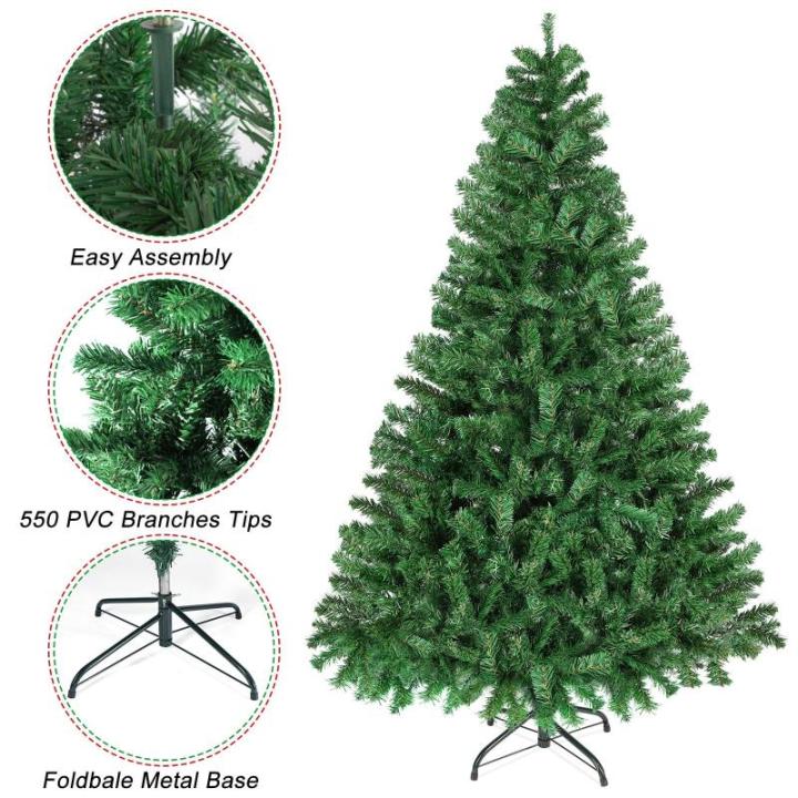 5FT künstlicher Weihnachtsbaum mit 550 PVC-Astspitzen, Weihnachtsbaum mit faltbarem Metallfuß, einfache Montage, Weihnachtsdekoration für Zuhause und Büro
