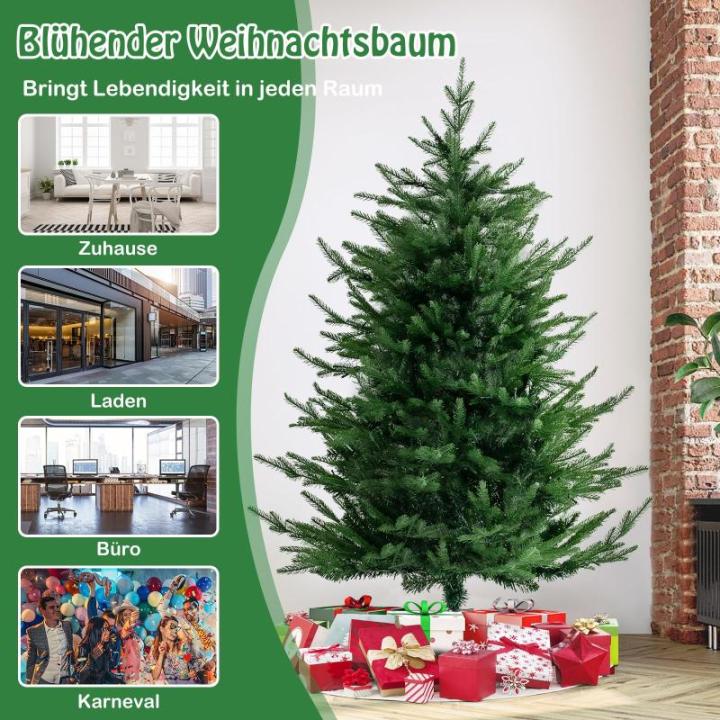 Kunstkerstboom met verlichting, scharnierende kerstboom met 8 verlichtingsstanden, 180 warm witte LED-lampjes, kerstboom, kunstkerstboom voor thuis, kantoor, 136 cm hoog