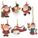 6x metalen voor de kerstboom - kerstboomversieringen van metaal - kerstversieringen met sneeuwpop en kerstman (6 stuks - Kerstman + sneeuwpop - klein)