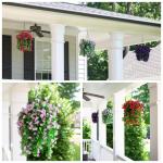 Opknoping mand, nep opknoping plant, zijde orchidee bloemen, faux bloem arrangement voor buiten tuin tuin tuin zakje patio indoor woondecoratie (Violet)