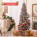 Kunstkerstboom, potlood, 180 cm, dennenboom met sneeuw, kerstboom met 460 takken en inklapbare metalen standaard, slanke kunstboom, Kerstmis voor thuis, op kantoor (groen)