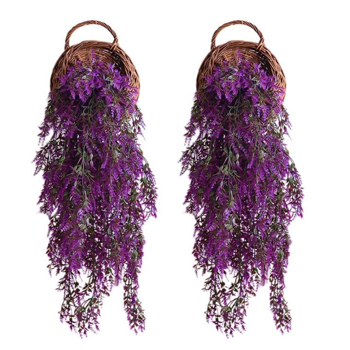 2 stuks kustelijke hangplanten, kustrankenplanten, kustplanten voor buiten, tarwegras-decoratie, geschikt voor binnen- en buitenwanddecoratie in tuinen