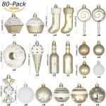 80-pack geassorteerde onbreekbare kerstbalversieringen set decoratieve Hangers met herbruikbaar handgeschenkpakket voor kerstboom
