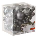grijze kerstbalornamenten voor kerstversiering - 36 stuks kerstboom onbreekbare ornamenten met ophanglus voor vakantie- en feestdecoratie (combo van 6 stijlen in 3 maten)