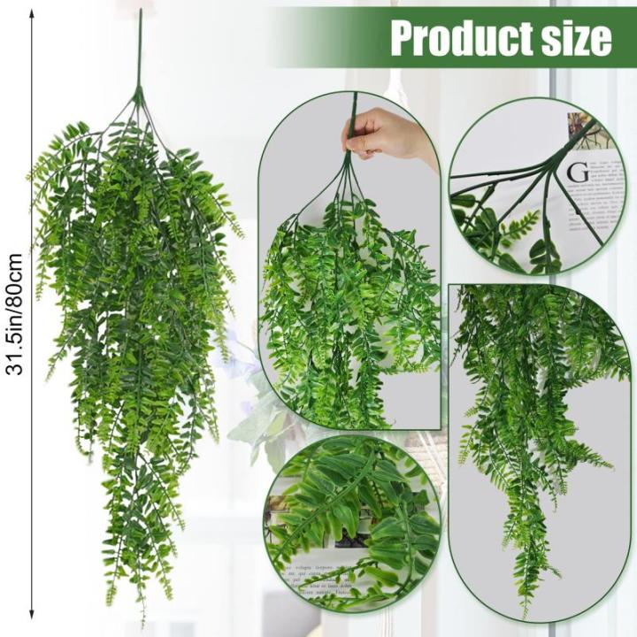 4 stuks 80 cm hangende planten kunstmatige varen groene bladeren groene planten plastic planten Perzische klimplanten voor buiten balkon muur bruiloft tuin decoratie