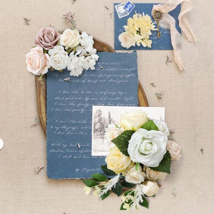 witte zijde kunstmatige reten combo pioenroos bloem voor doe-het-zelf bruiloft bruidsboeket feest huisdecoraties (wit)