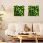 Set van 2 kunstheggen, plantenwand, 50 x 50 cm, panelen met veelzijdige kunstplanten, gesimuleerd gazon, wandpanelen, wandplanten, kunstplant voor muur, balkon, tuin, groen (11 soo