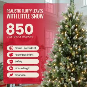 Kuro sagol Kunstkerstboom met sneeuw, natuurgetrouwe, moeilijk ontvlambare dennenboom met eenvoudige montage, stabiele kerstboomstandaard voor een realistische feestdecoratie