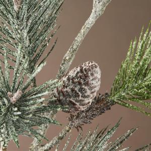 Kerstdennentak, geeist met glitter, 97 cm, kunstdennentak met natuurgetrouwe dennenappels en naalden, kerstdecoratie, tafeldecoratie voor Kerstmis