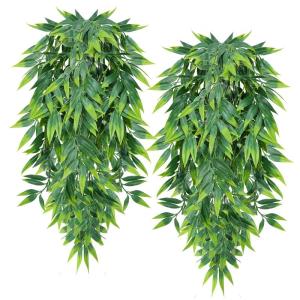 4 stuks kunstmatige hangplanten, bamboebladeren, decoratie, klimop, , hangende , plastic plant, groen, voor muur, outdoor, pot, hanglamp, balkon, tuindecoratie, 80 cm