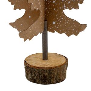 Papieren dennenboom, standaard met houten voet, 32 cm, set van 3, tafeldecoratie, kerstboom om neer te zetten, decoratieve standaard voor Kerstmis, advent, winter, raamdecoratie