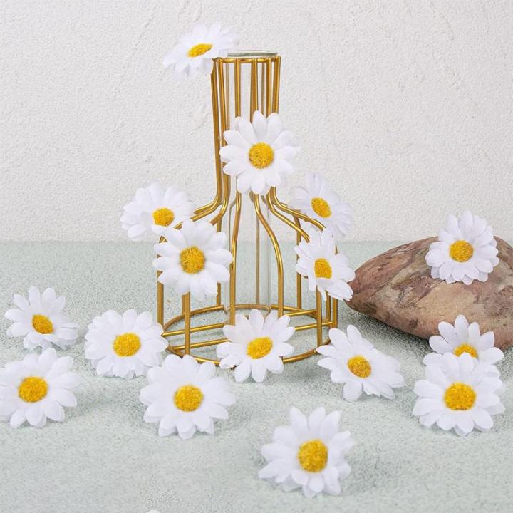 100 stuks , lentebloemen, decoratie, 4,5 cm, , madeliefjes, bloemkoppen, decoratie, bloemen, knutselen voor het decoreren van tuin, bruiloftsfeest, knutselen (wit)