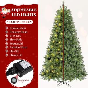 Kerstboom met verlichting, glans, kunstkerstboom met lichtketting, kunst-Nordmann-spar inclusief 180 warmwitte ledlampen, 367 takken en metalen standaard, van pvc, 150 cm (h x b)