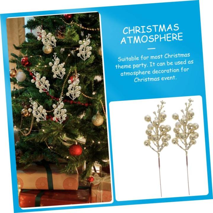 10st Weihnachts-beerenimitat Weihnachtsblumen Für Baum Weihnachten Dekoration Künstliche Weihnachtsblumen Christmax Weihnachtliche Beerenpflücker Glitzernde Zweige Schaum Golden
