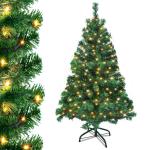 Kunstkerstboom van pvc, 150 cm, met verlichting, 180 lampen, led-kerstboom, kunstkerstboom met metalen standaard, voor kerstdecoratie
