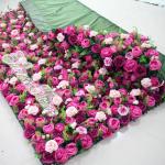 Lila Rosenblüten-Wand, Grünes Blatt, Blumenarrangement, Blumen-Wandpaneel-Set, Künstliche Wandblumen-Hintergrund, 3D-Seiden-Hortensien-Rosen-Blumenpaneel Für Fotohintergrund, Z