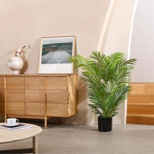Areca Kunstpalm, 120 cm, in pot, kunstplant, tropisch, Hawaï, groen, voor slaapkamer, kantoor, tuin, bruiloft, party, decoratie (1 stuks)