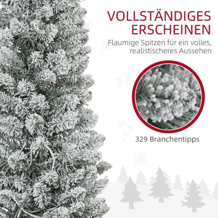 Kunstkerstboom, 180 cm, met 150 ledlampen, 329 takken, vlamvertragend, voor kerstfeest, binnen, groen + wit