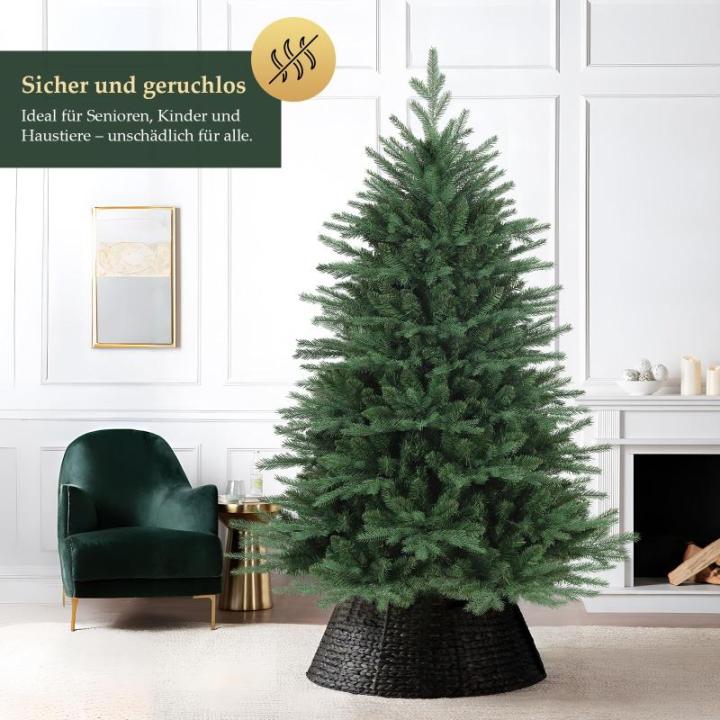 Kunstkerstboom, 120 cm met houten standaard, PE natuurgetrouwe spuitgietelementen en pvc, Nordmann-spar, kunstkerstboom van 1,2 m (Ø 86 cm)