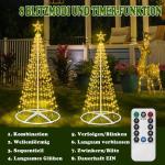 Kerstboom, metalen kegelvorm, 154 leds, lichtboom, 8 modi, timer, waterdicht, kerstverlichting, buitenverlichting, kerstverlichting voor tuin, balkon, kerstdecoratie buiten, warm w