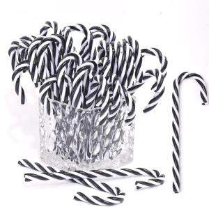 32 stuks kerstsnoepstok hangende ornamenten zwart en witte kerstboom hangende decoraties plastic gedraaide kruk ornamenten voor kerstambachten binnen buiten decor (15 cm geen gaten