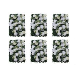6 stuks bruiloft wanddecoratie, 40 x 60 cm plantenwand bloemenwand groen-wit realistische bloem wandpanelen kust DIY, voor tuin buiten indoor decoratie huis kamer feestdecoratie