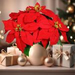 Kunstpoinsettia-boeket, 42 cm, natuurgetrouwe replica, kunstbloemen, kunstbloemen, boeket