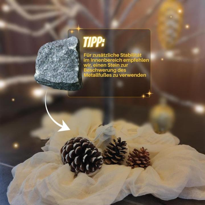 Led-kerstboom met 296 warmwitte leds en sneeuwdecoratie, 180 cm, bruin, geschikt voor buiten, kerstboom, takken en takken buigzaam, incl. metalen standaard