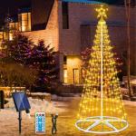Kerstboom op zonne-energie, metaal, grote kegelvorm, 250 leds, lichtboom, 8 modi, waterdicht, kerstverlichting, buitenverlichting, kerstverlichting voor tuin, balkon, kerstdecorati