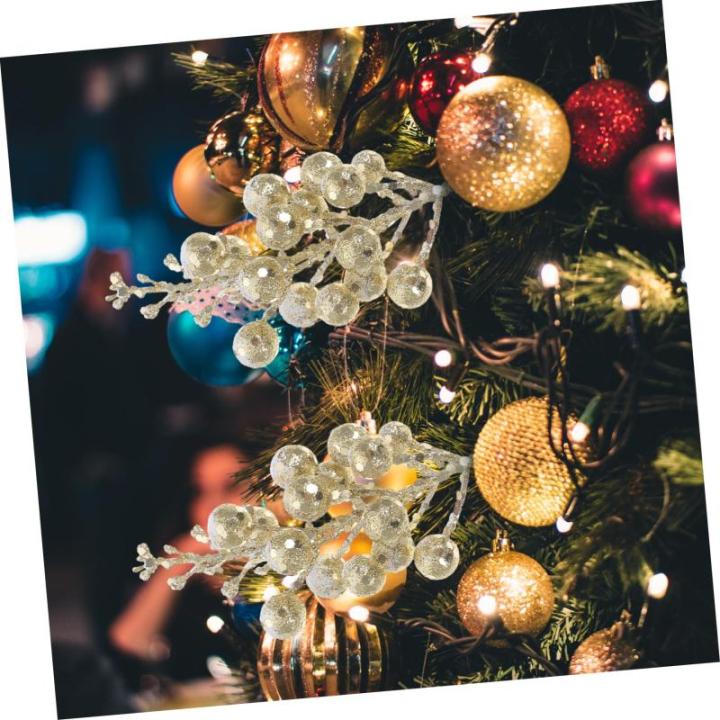 10st Weihnachts-beerenimitat Weihnachtsblumen Für Baum Weihnachten Dekoration Künstliche Weihnachtsblumen Christmax Weihnachtliche Beerenpflücker Glitzernde Zweige Schaum Golden