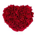Rozenbox hart, 18 rozen, stevige bloemenbox, zwart, 10 jaar houdbaar, cadeau-idee, decoratieve bloemenbox, rood, 13 x 21 x 19 cm