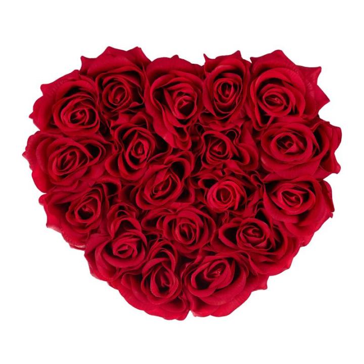 Rozenbox hart, 18 rozen, stevige bloemenbox, zwart, 10 jaar houdbaar, cadeau-idee, decoratieve bloemenbox, rood, 13 x 21 x 19 cm