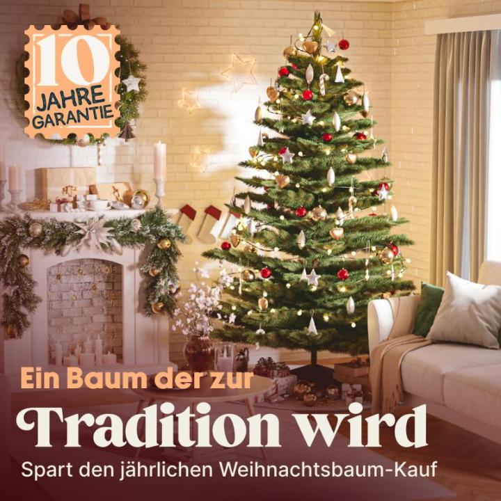 Pure Living Kunstkerstboom, 215 cm, natuurgetrouwe spuitgietelementen, kunstkerstboom met houten standaard en opbergtas