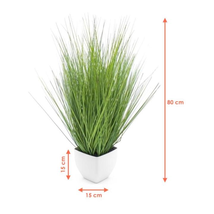 Isolepsis Kunstplant met witte bloempot, kunstplant, kamerplant, decoratieve plant, kunstbloemen, , 80 cm, groen