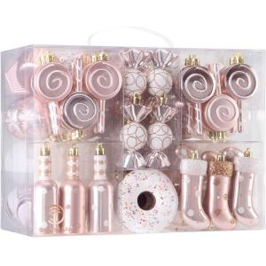 80-pack geassorteerde onbreekbare kerstbalversieringen set decoratieve Hangers met herbruikbaar handgeschenkpakket voor kerstboom