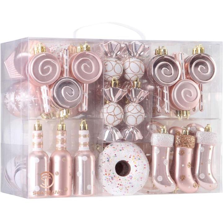 80-pack geassorteerde onbreekbare kerstbalversieringen set decoratieve Hangers met herbruikbaar handgeschenkpakket voor kerstboom