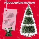 Onin, kunstkerstboom met kunstsneeuwcoating op punten, met 850 takken en houten standaard, inclusief 75 PE-spuitgietwerk en 775 pvc-punten, klapsysteem (H180 cm)
