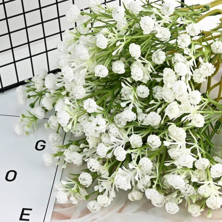 12 stuks Gypsophila babyadem boeket, Gypsophila plastic kunstgypsophila bloemen voor huisdecoratie bruiloft feest kantoordecoratie (wit (2# wit)
