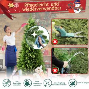 Weihnachtsbaum Künstlicher,Tannenbaum Künstlich mit Beleuchtung,Künstliche Weihnachtsbäume mit Holz Ständer,PE und PVC Zweigen,für Weihnachts Dekor Innen- & Außen (180 cm)