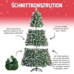arivoo Binja Opvouwbare kerstboom, versierd met 800 takken, 37 dennenappels, 24 bessen en standaard, buigbare pvc-punten met sneeuwvlokken, moeilijk ontvlambaar (H180 cm)